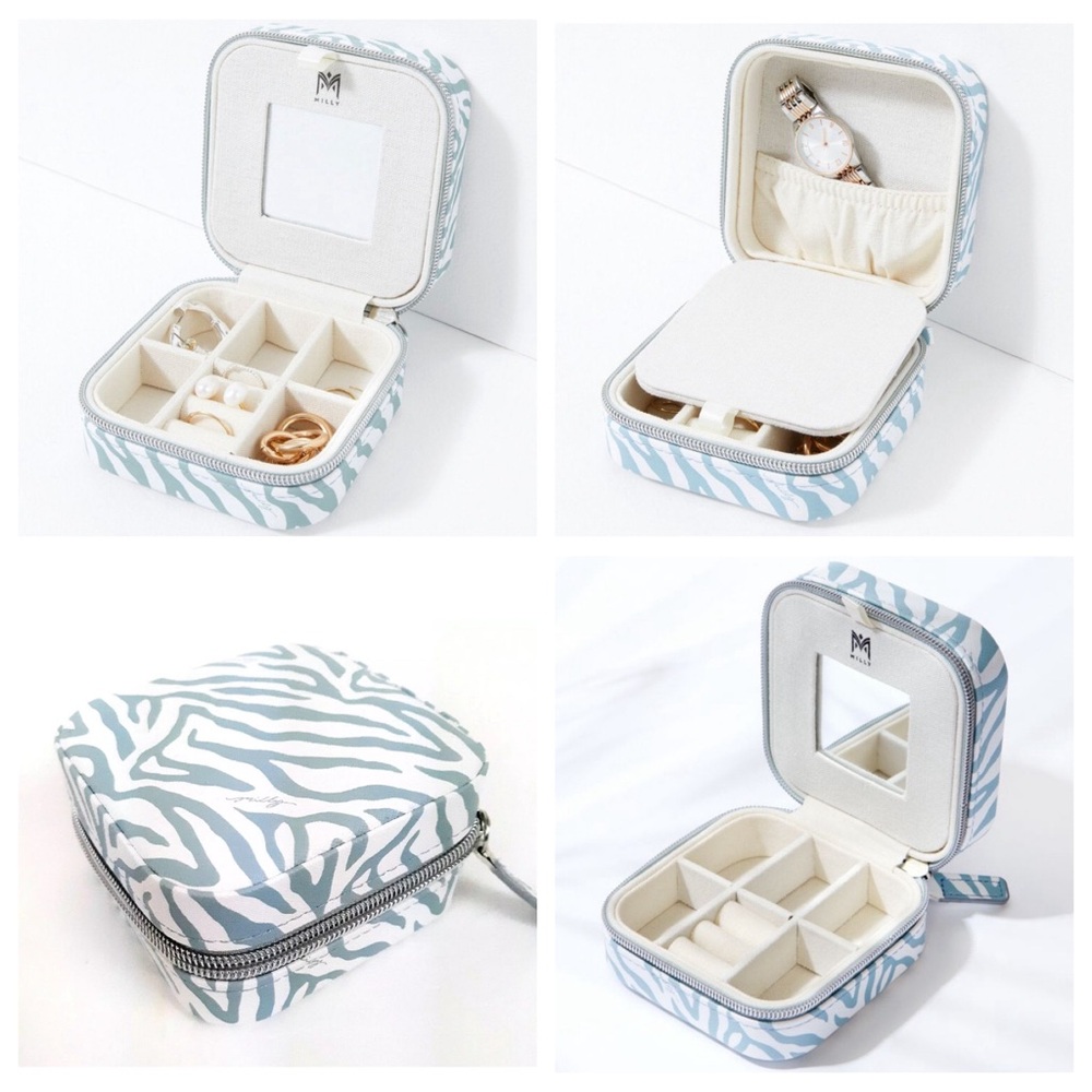 Milly Zippered Traveling Jewelry Case With Mirror